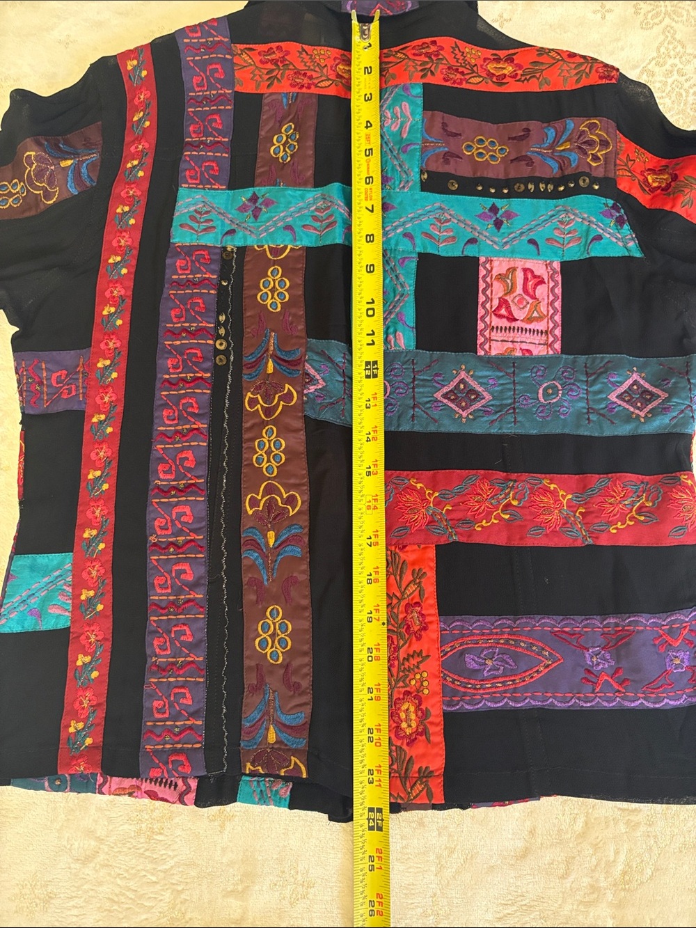 Chico’s Colorblock Patchwork Button-Front Jacket - Multicolor - Picture 3 of 9